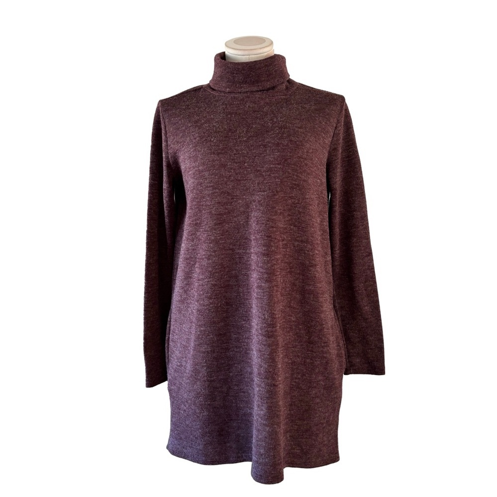 Leith Turtleneck Sweater Tunic - Burgundy - S